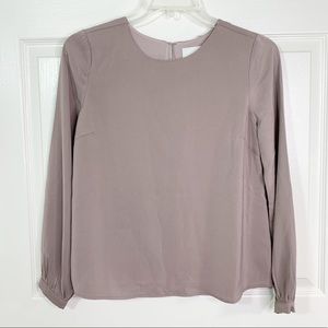 Greylin Anthropologie Taupe Keyhole LS Blouse
